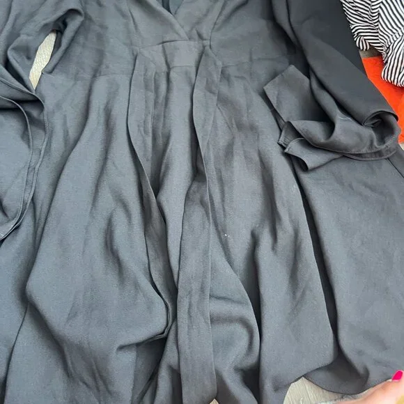 Aakaa black bat wing tie wrap dress size small - Picture 2 of 9